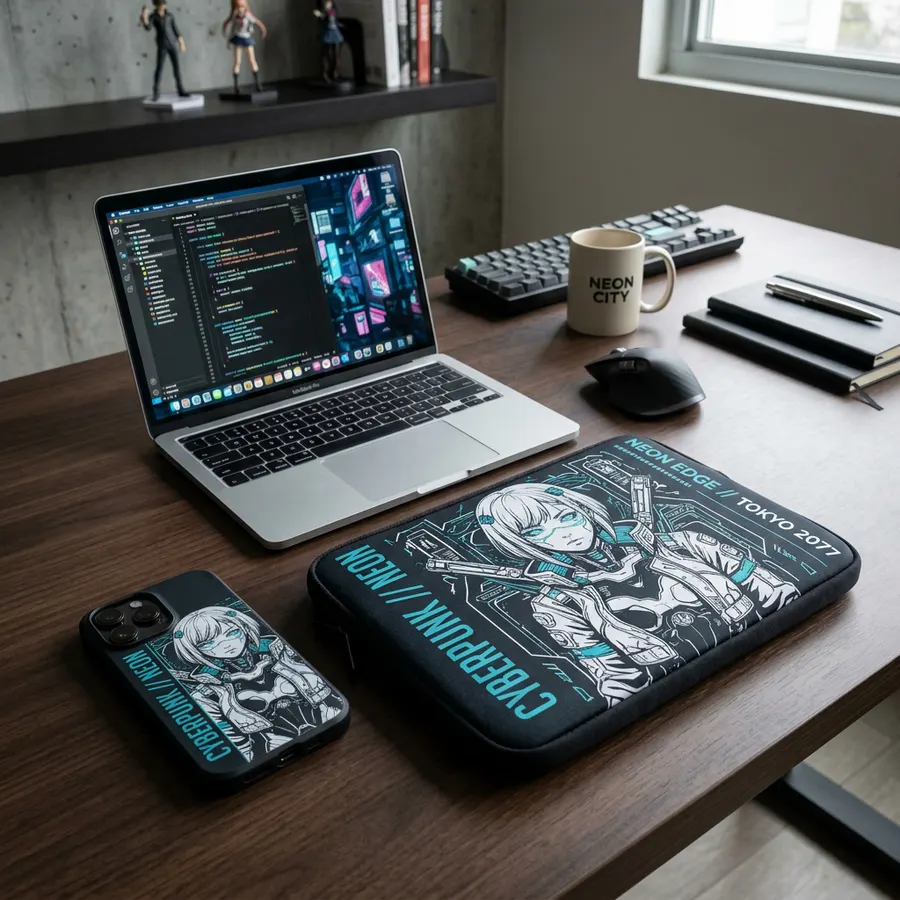 Cyberpunk Kanji Desk Mat & Accessories